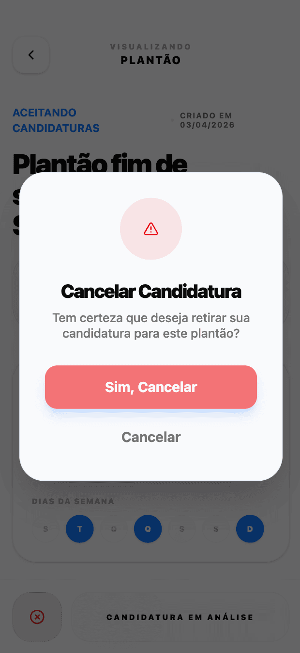 Cancelamento de candidatura no app